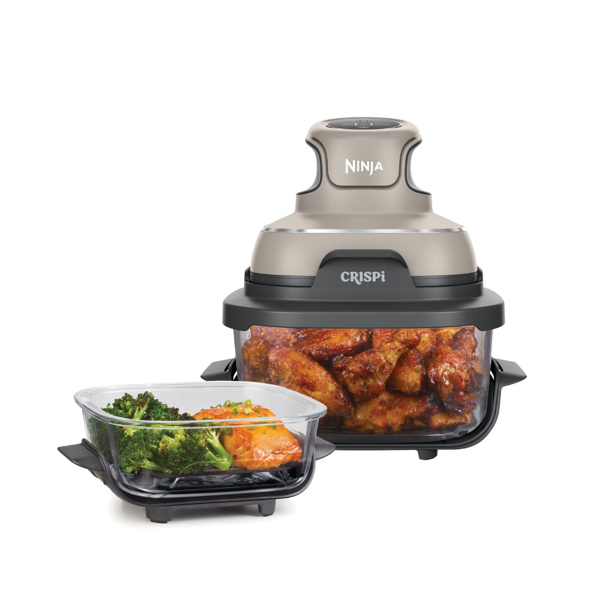 Ninja Crispi 4-in-1 Portable Glass Air Fryer Cooking System,Stone