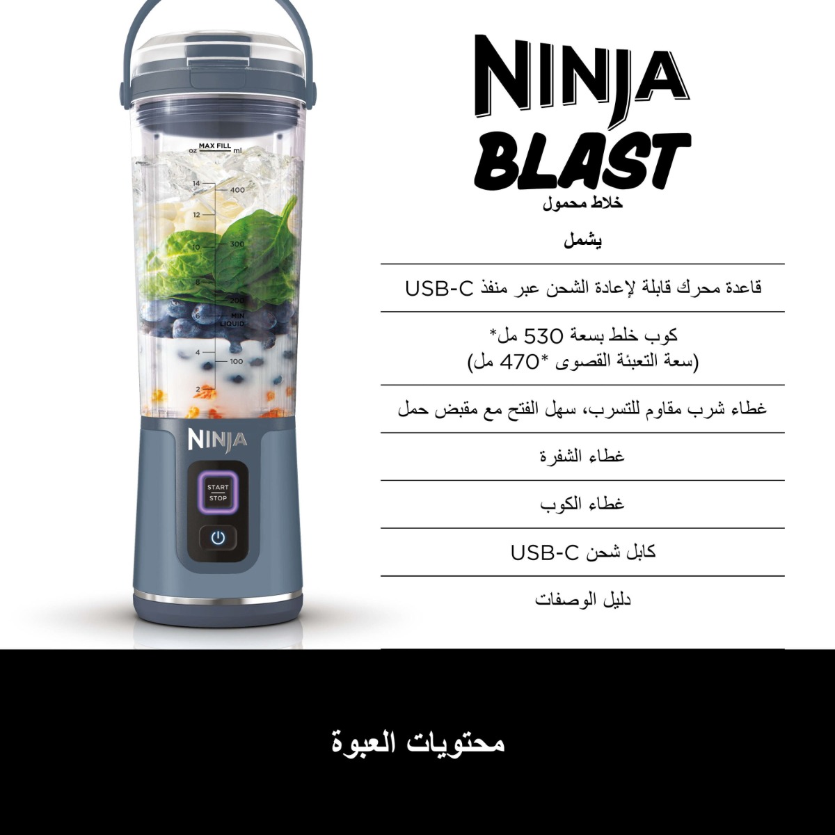 Ninja Blender Blast 530ML Blue & Purple Bundle
