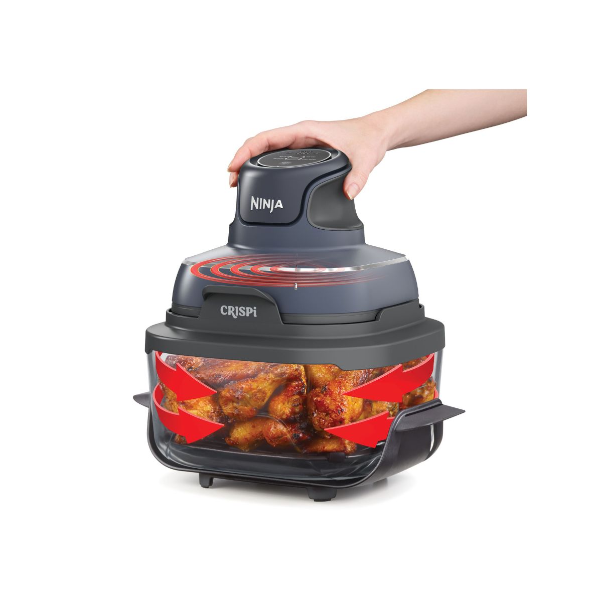 Ninja Crispi 4-in-1 Portable Glass Air Fryer Cooking System,Cyberspace