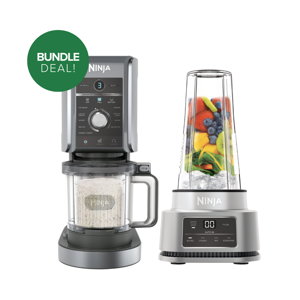 Ninja CREAMi Ice Cream Maker & Power Nutri Blender Bundle