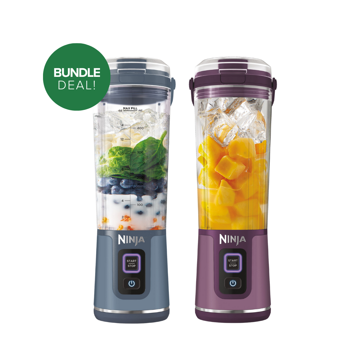 Ninja Blender Blast 530ML Blue & Purple Bundle